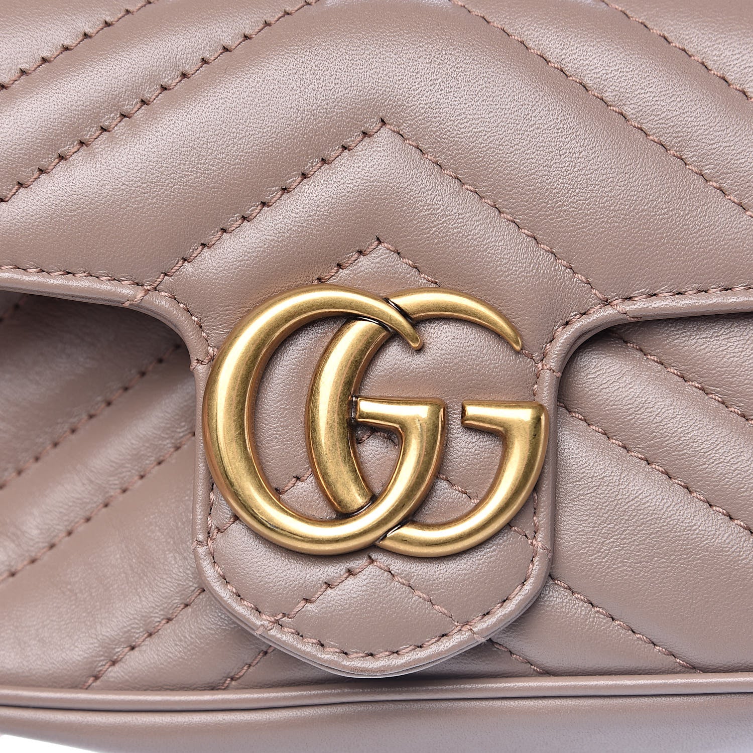 Gucci Calfskin Matelasse Super Mini GG Marmont Shoulder Bag Porcelain Rose 10 of 11