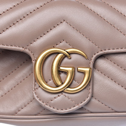 Gucci Calfskin Matelasse Super Mini GG Marmont Shoulder Bag Porcelain Rose 10 of 11