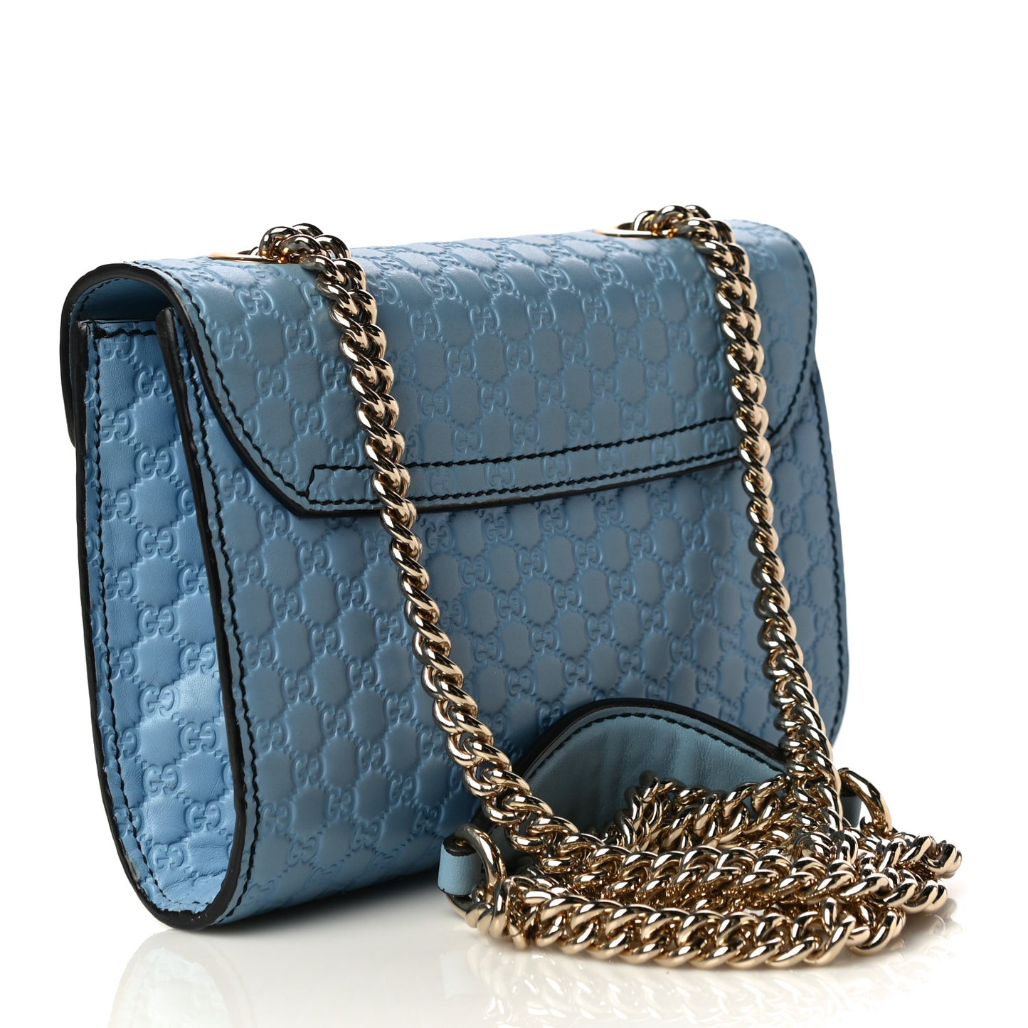 Soft Microguccissima Mini Emily Chain Shoulder Bag Mineral Blue