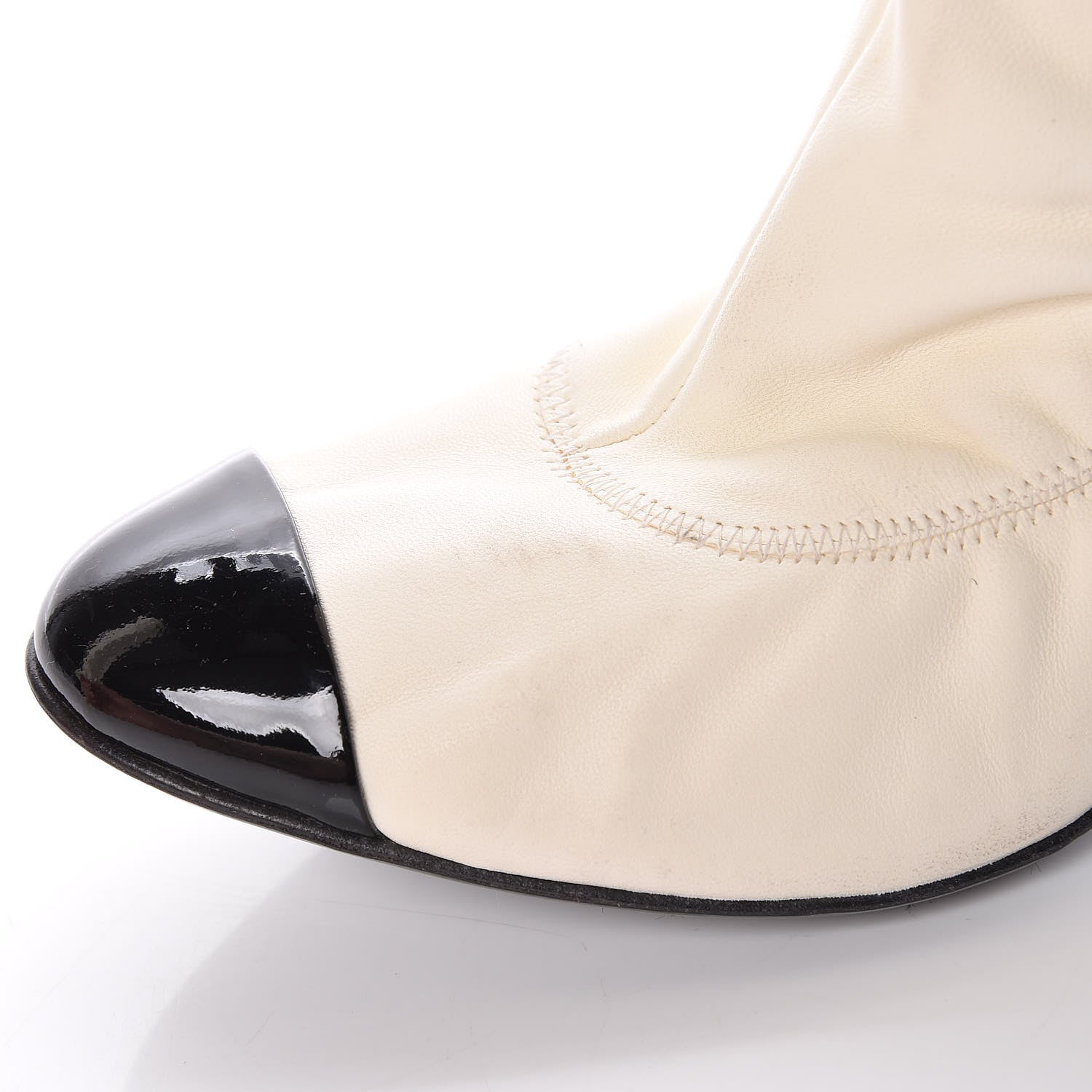 Chanel Lambskin Patent Cap Toe Over the Knee Boots 37.5 White 11 of 18
