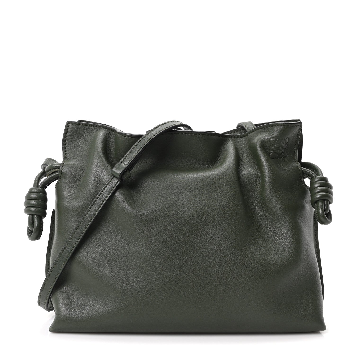 Loewe Calfskin Mini Flamenco Knot Clutch Dark Khaki 1 of 9