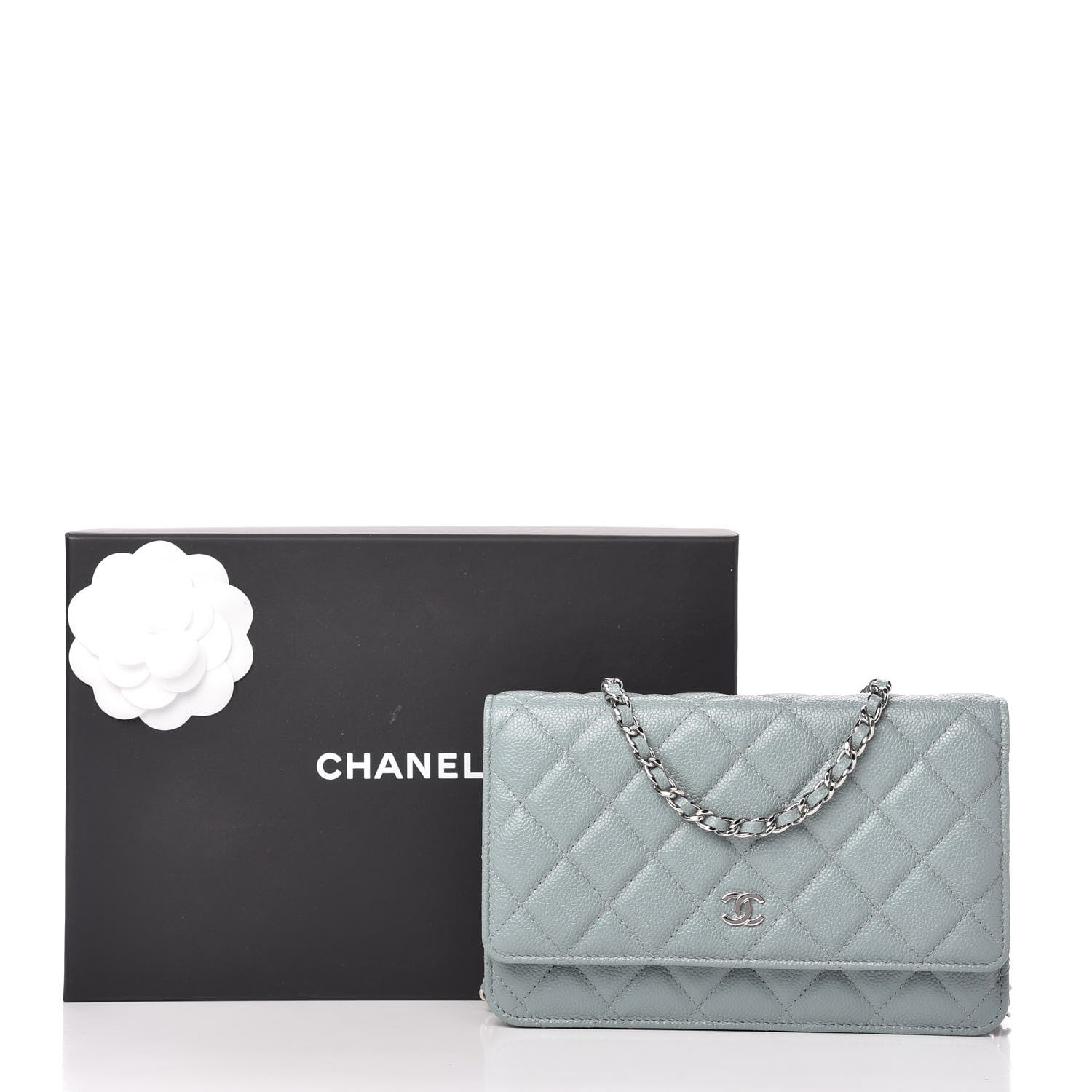 Chanel Caviar Quilted Wallet On Chain WOC Light Blue 11 of 11