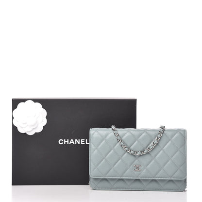 Chanel Caviar Quilted Wallet On Chain WOC Light Blue 11 of 11