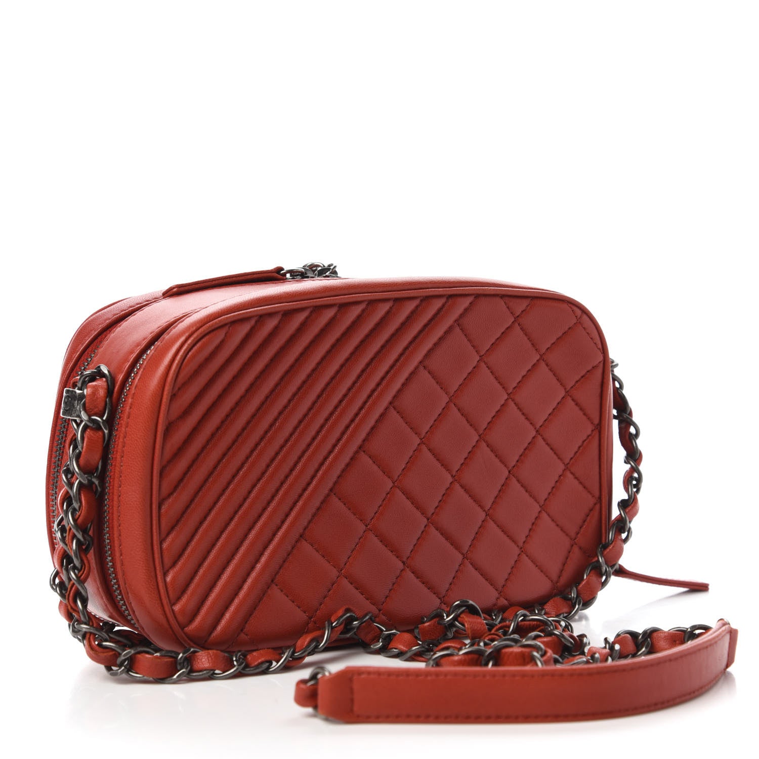 Chanel Lambskin Quilted Small Coco Boy Camera Case Red 3 of 10