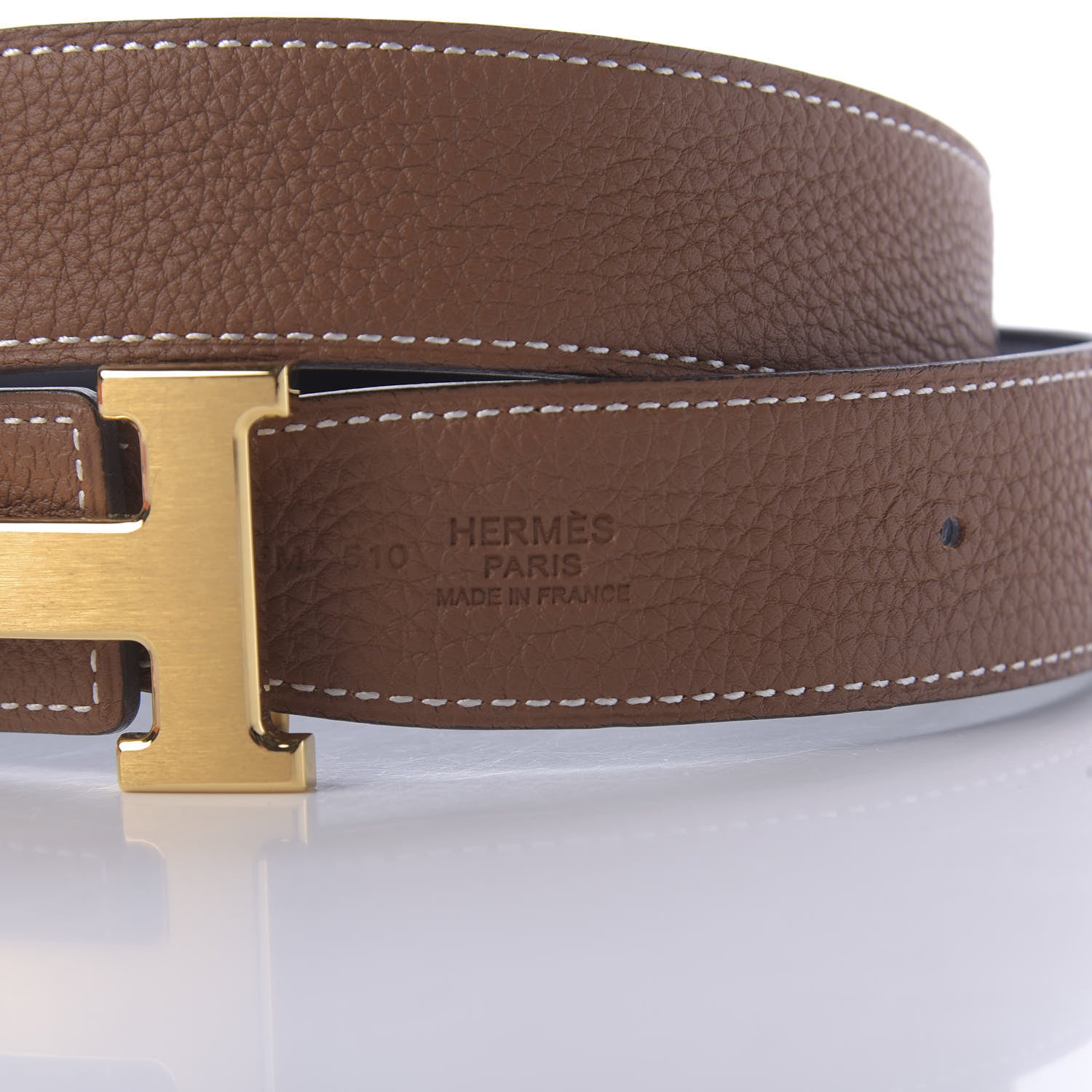 Hermes Box Togo 32mm H Belt 75 Black Gold 3 of 10