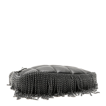 Chanel Lambskin Square Quilted Chain Fringe Pochette Black 4 of 10