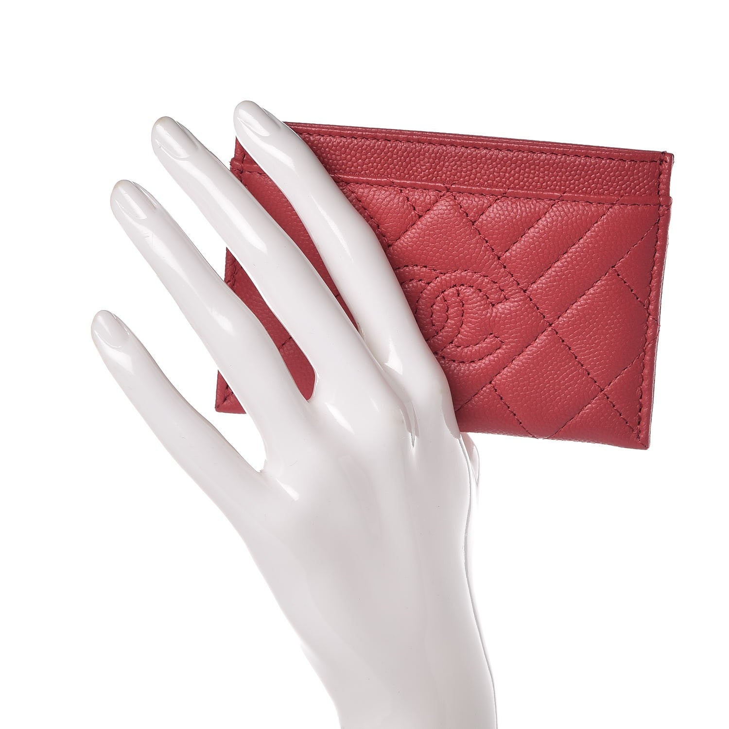 Chanel Caviar Chevron Quilted Card Holder Pink 2 of 8