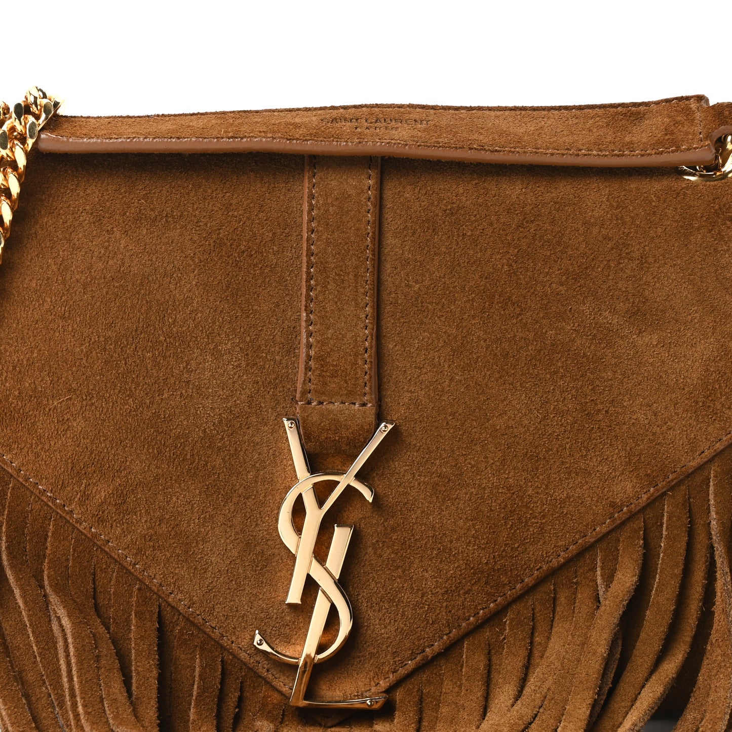 Suede Fringe Small Monogram Satchel Light Ocre