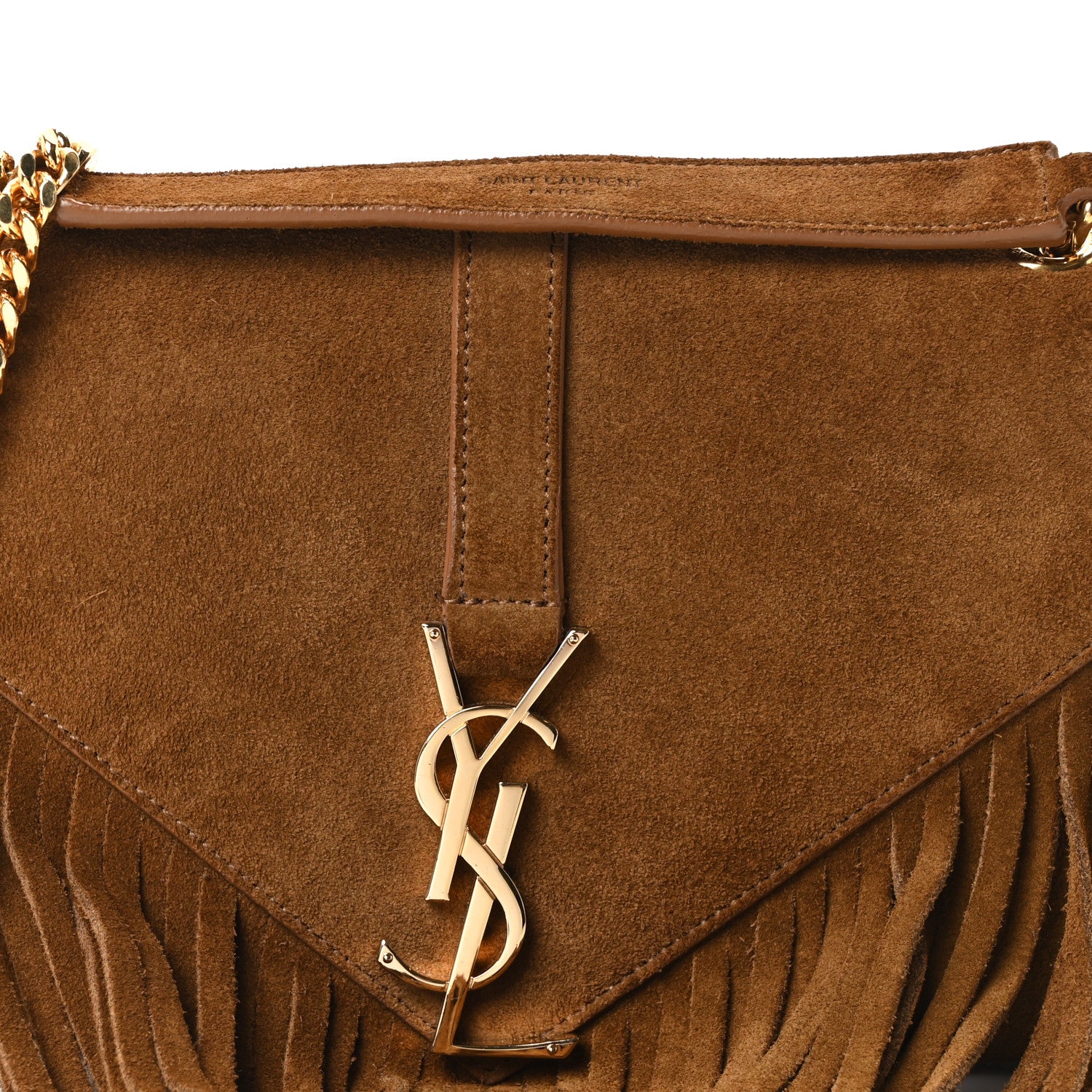 Saint Laurent Suede Fringe Small Monogram Satchel Light Ocre 8 of 10