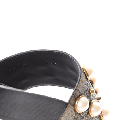 Gucci GG Supreme Monogram Pearls Slide Sandals 34 Beige 7 of 7