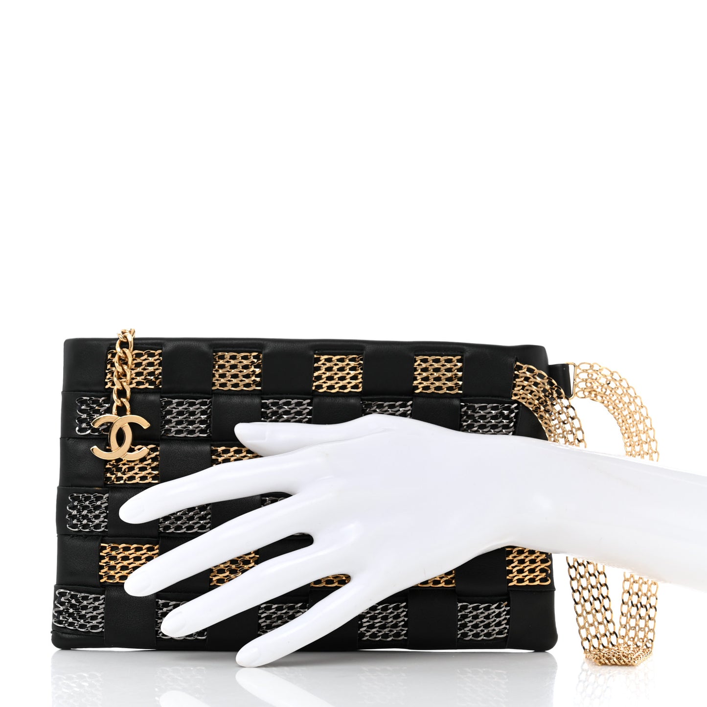 Lambskin Chain Wristlet Black