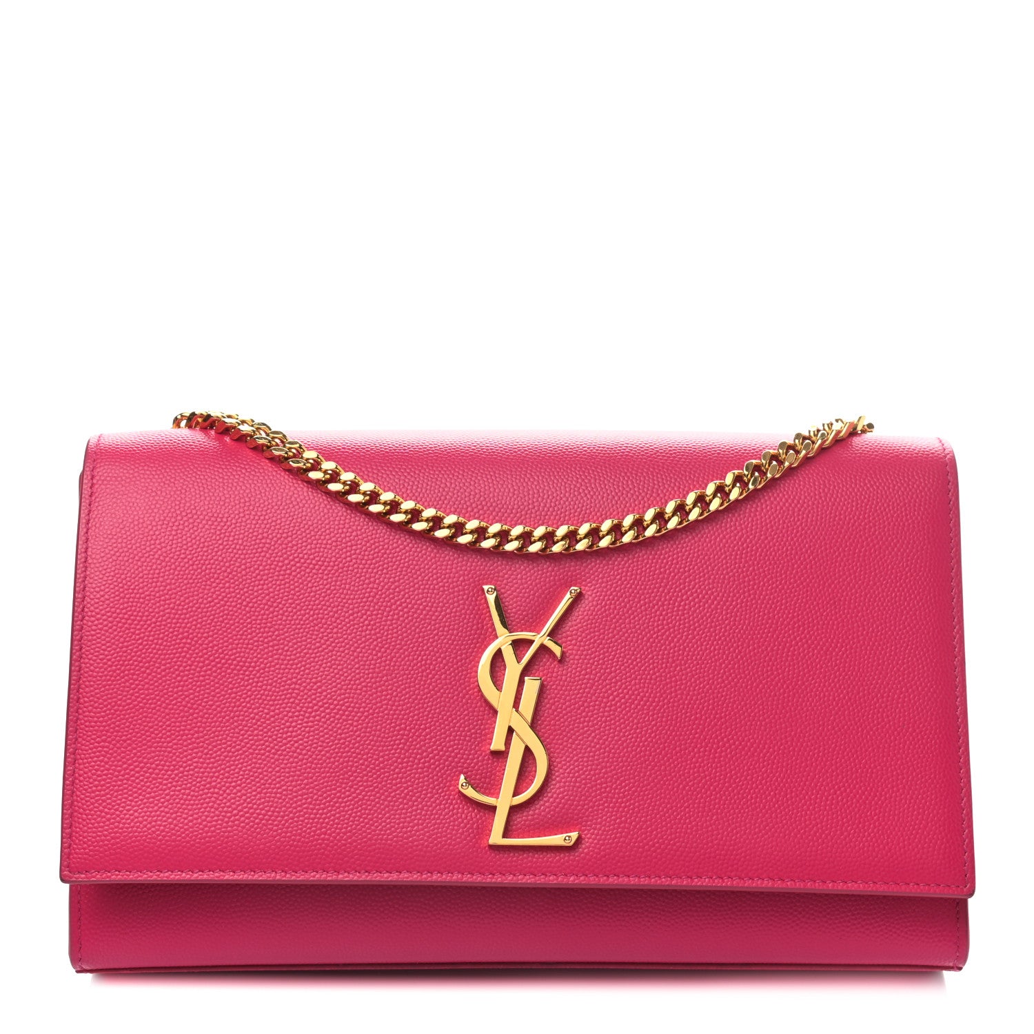 Saint Laurent Grain De Poudre Medium Monogram Kate Satchel Lipstick Fuchsia 1 of 9