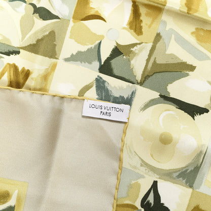 Louis Vuitton Silk Monogram Square Scarf Grey Green 2 of 4