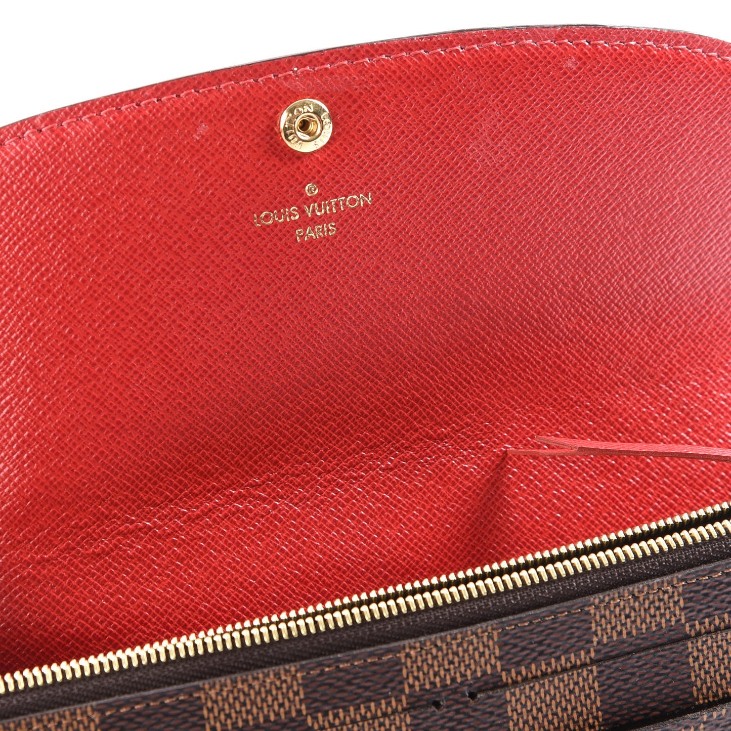 Damier Ebene Emilie Wallet Red