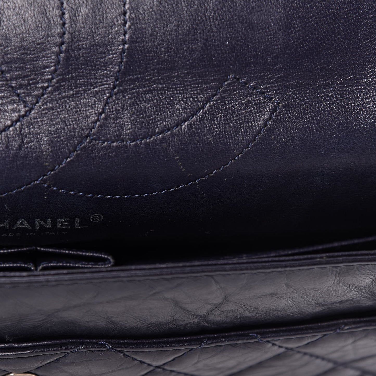 Aged Calfskin Quilted 2.55 Reissue 227 Flap Navy Blue