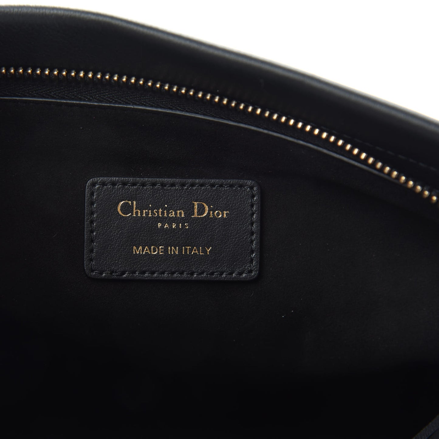 Calfskin Embossed Logo Zip Clutch Black