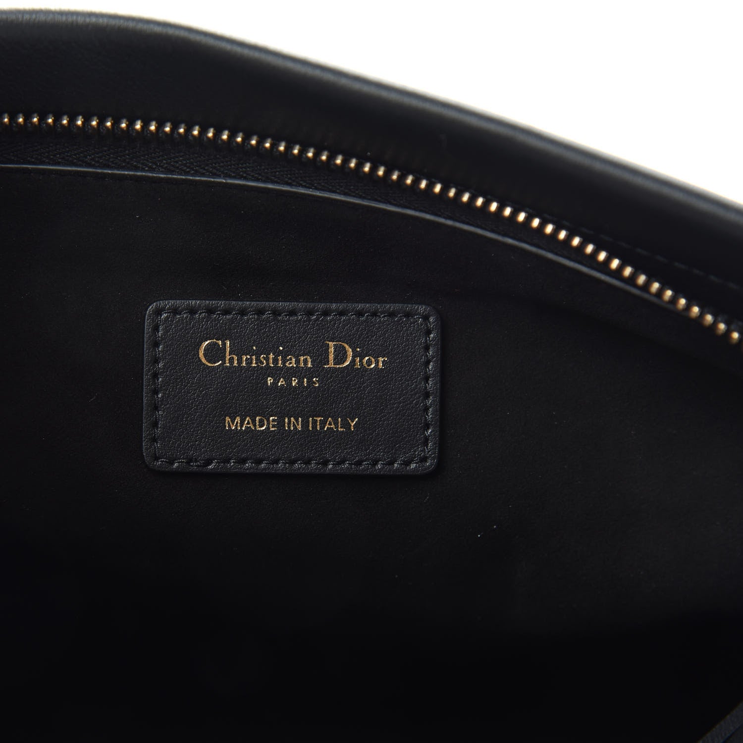 Christian Dior Calfskin Embossed Logo Zip Clutch Black 6 of 7