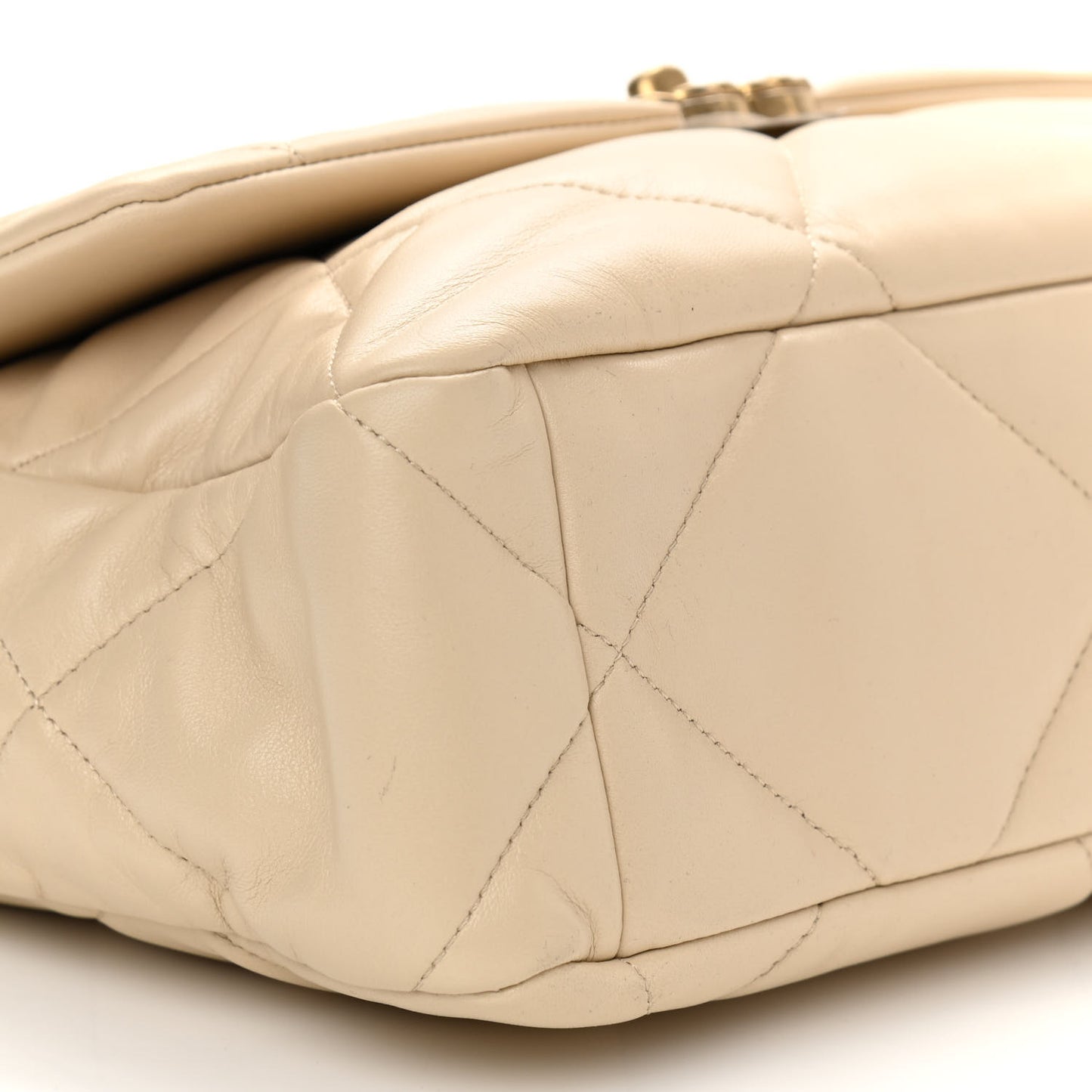 Lambskin Quilted Large Chanel 19 Flap Beige