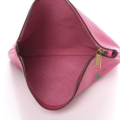 Gucci Pebbled Calfskin Medium Logo Portfolio Clutch Box Pink Green 5 of 7