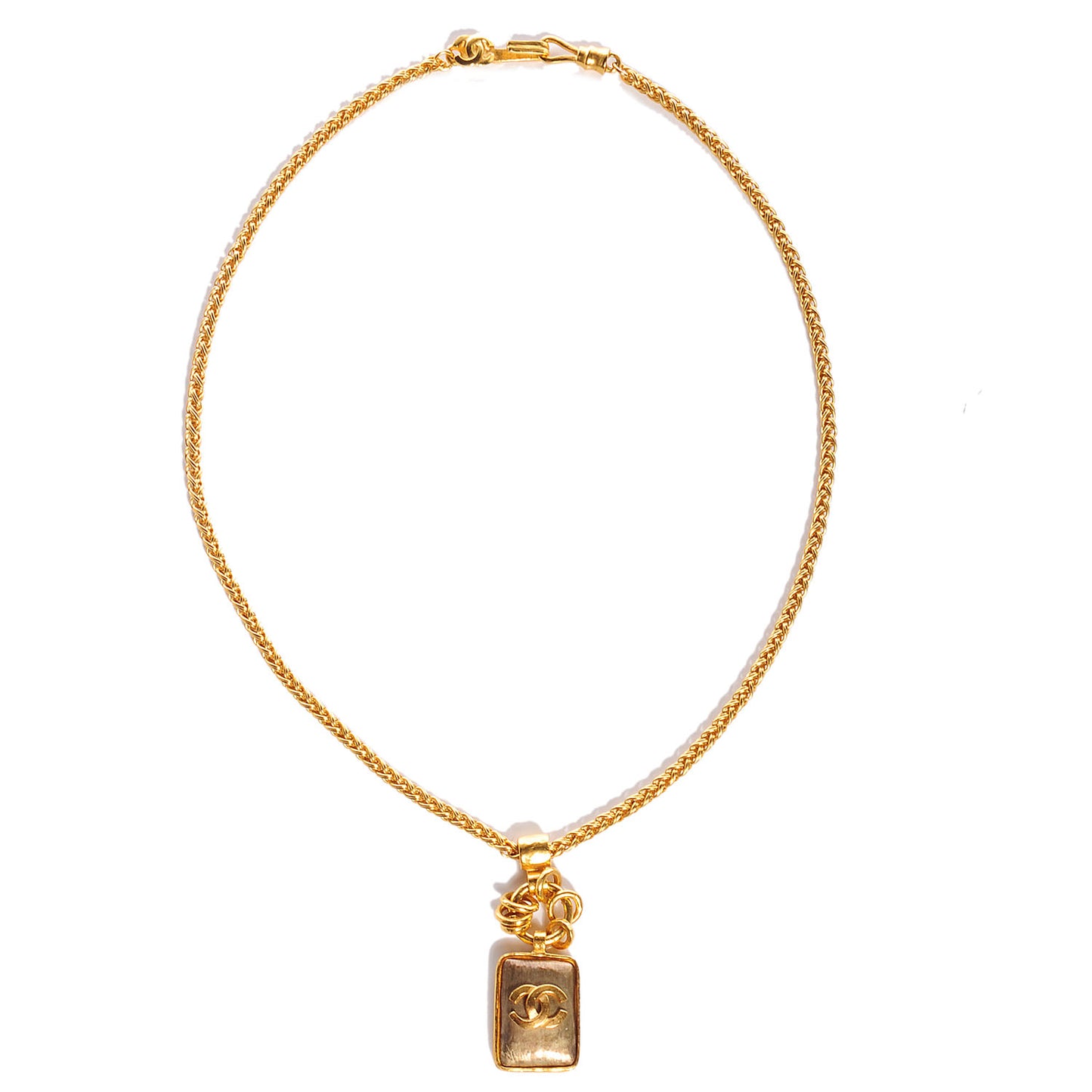CC Pendant Long Necklace Gold