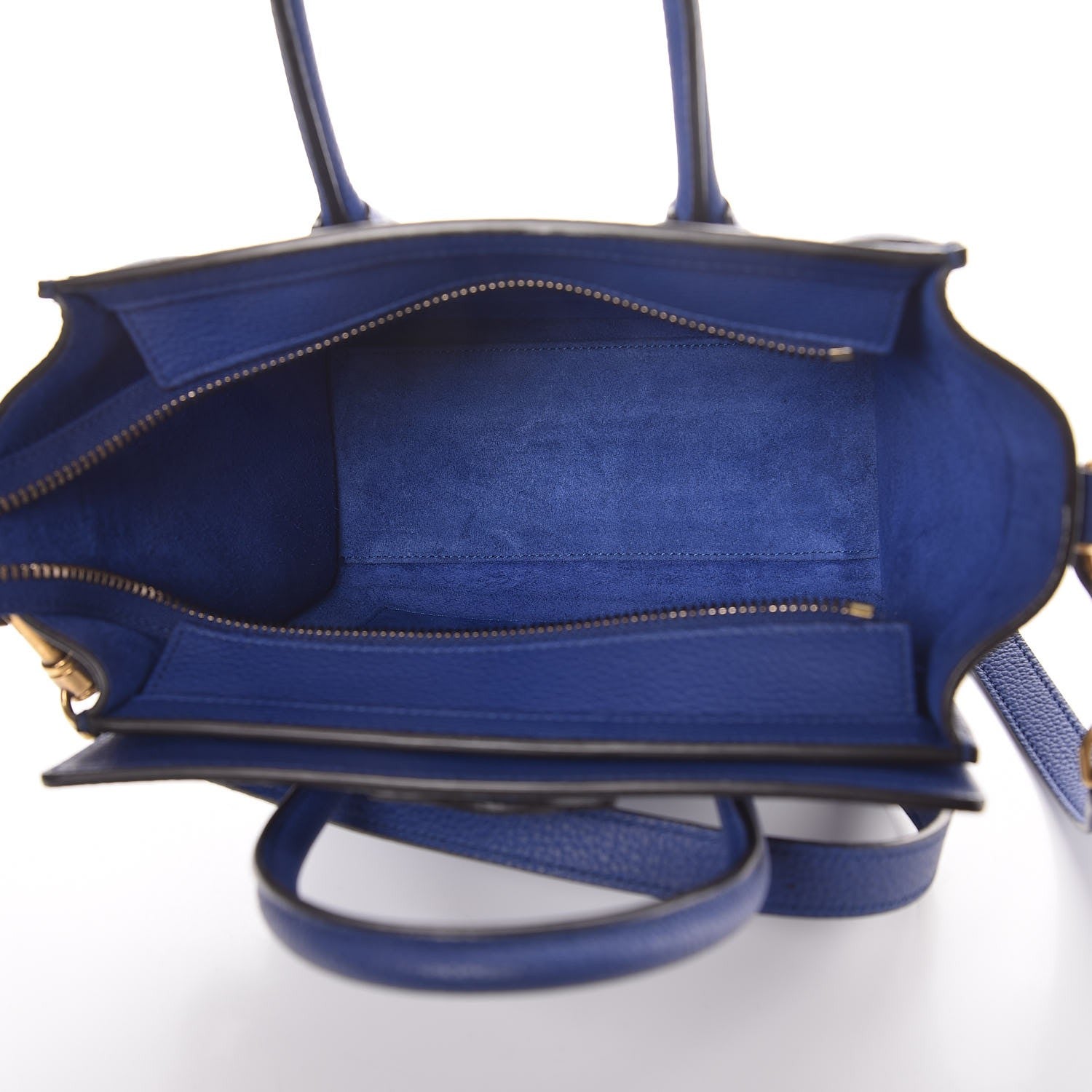 Celine Drummed Calfskin Nano Luggage Indigo 5 of 7