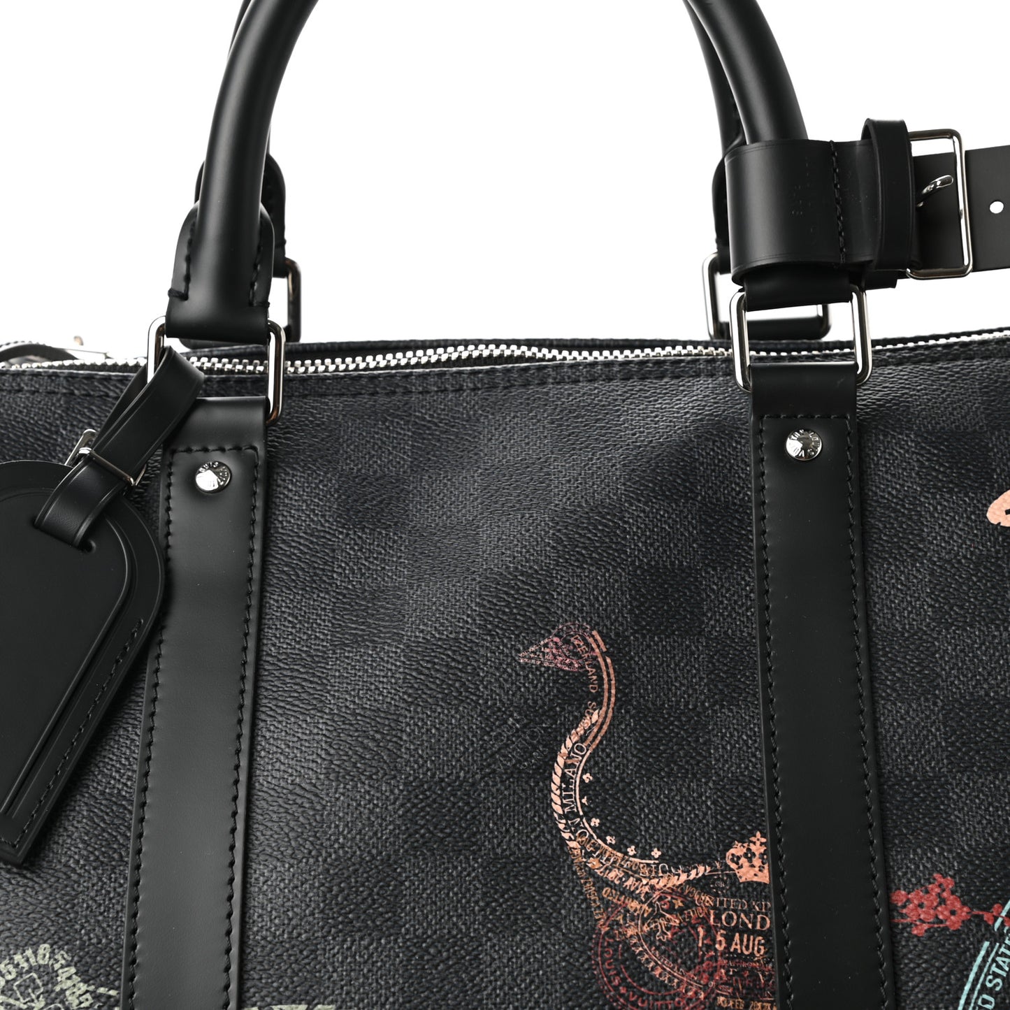 Damier Graphite Stamps Keepall Bandouliere 50