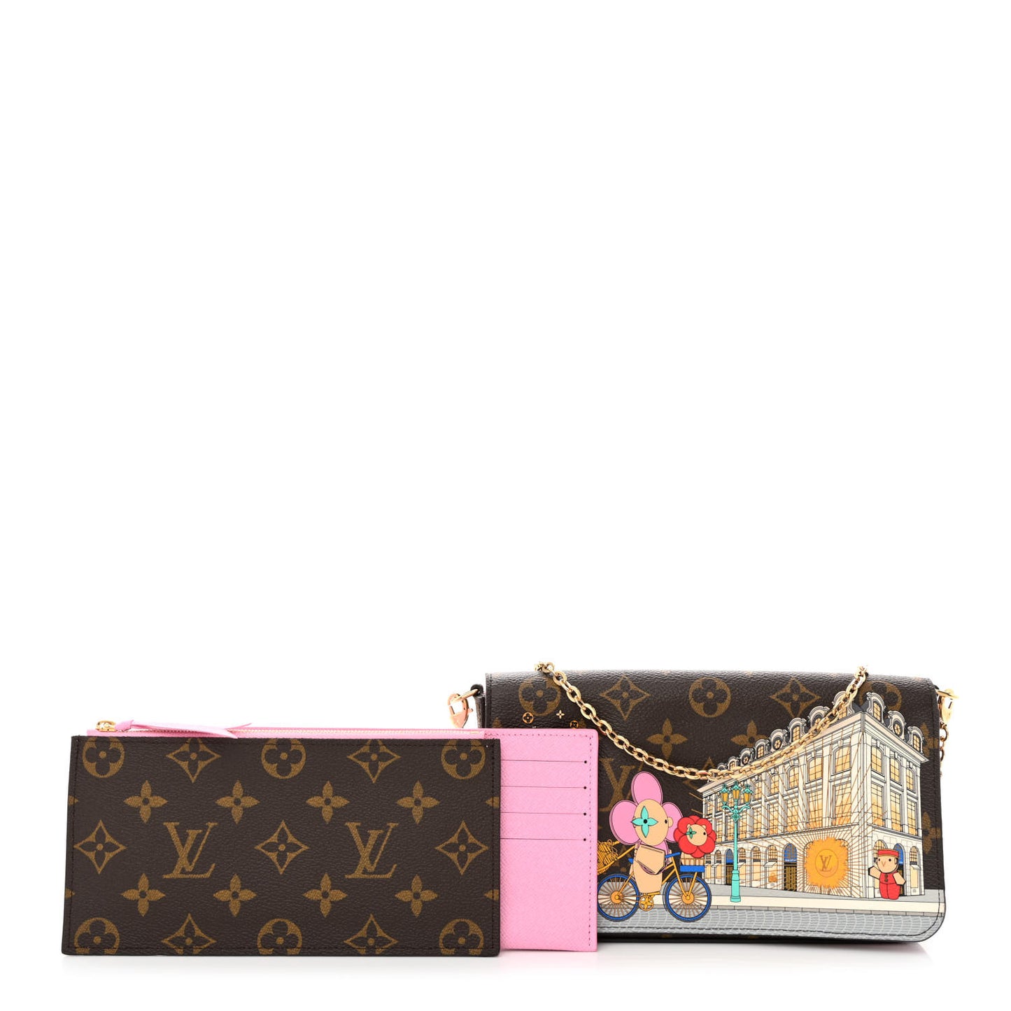 Monogram 2022 Christmas Animation Paris Pochette Felicie Chain Wallet Pink