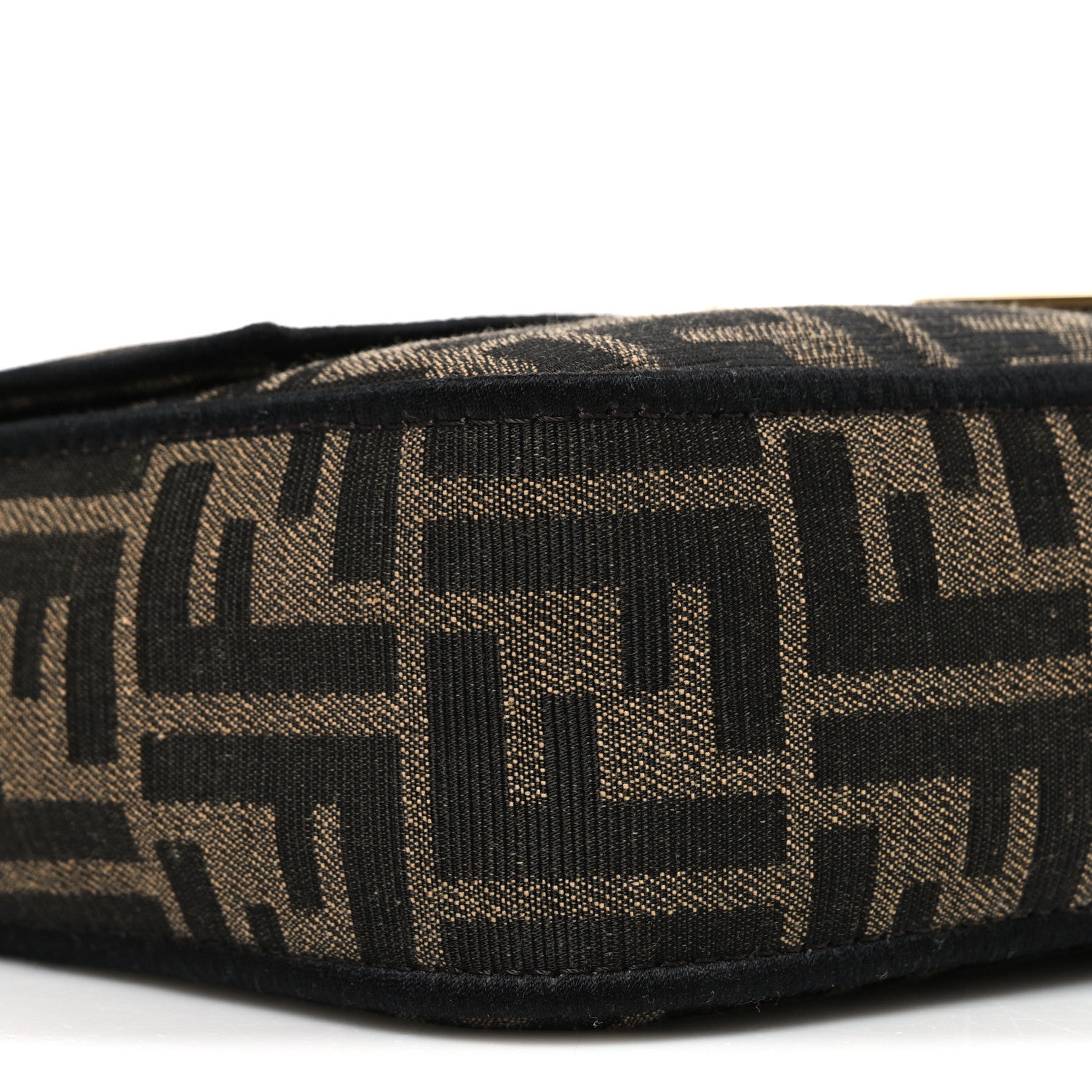 Fendi Fabric Jacquard FF 1974 Medium Baguette Tobacco Moro Black 9 of 11