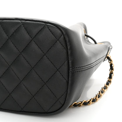 Chanel Lambskin Quilted Lucky Charms CC Drawstring Bag Black 10 of 11