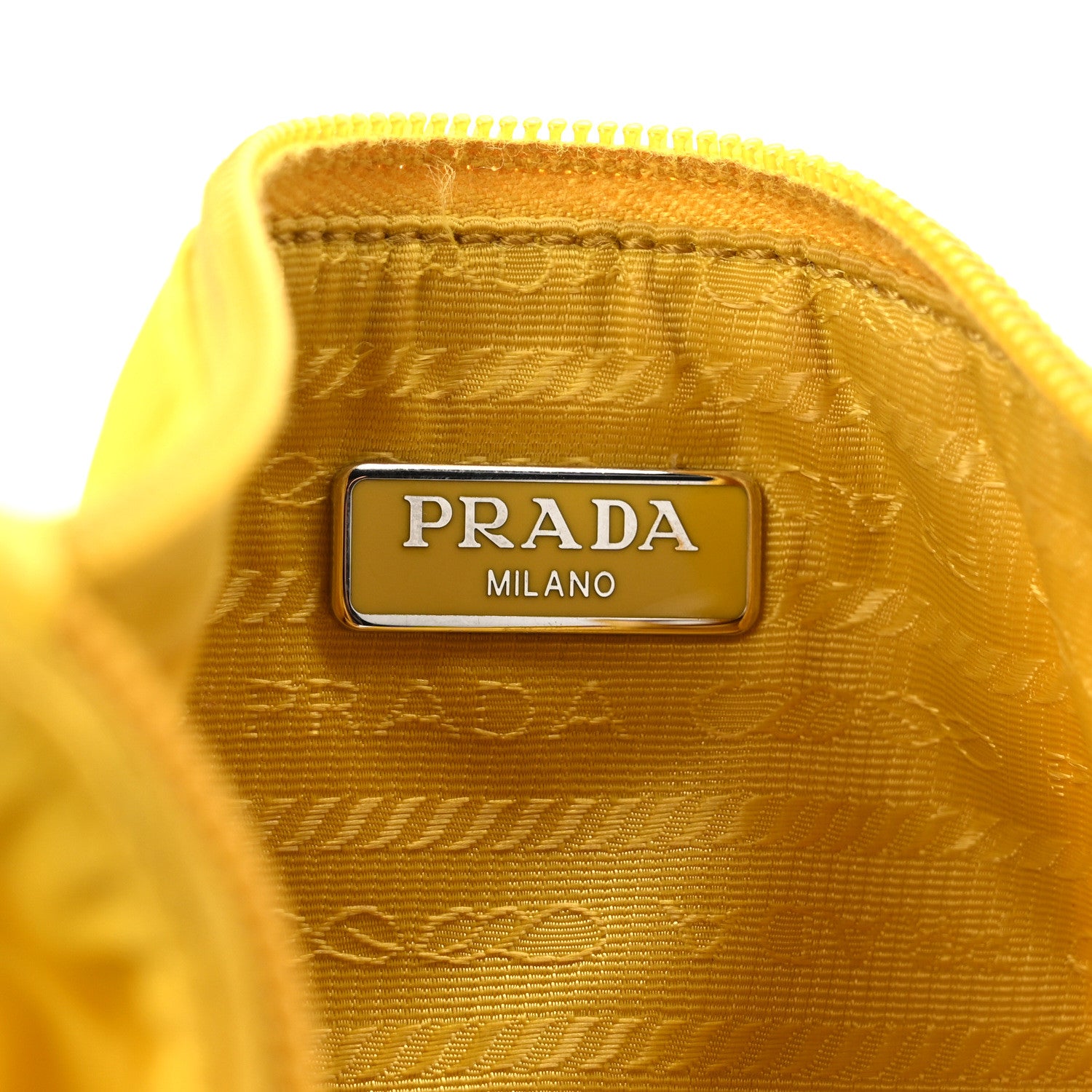 Prada Tessuto Nylon Triangle Wristlet Pouch Yellow 6 of 10
