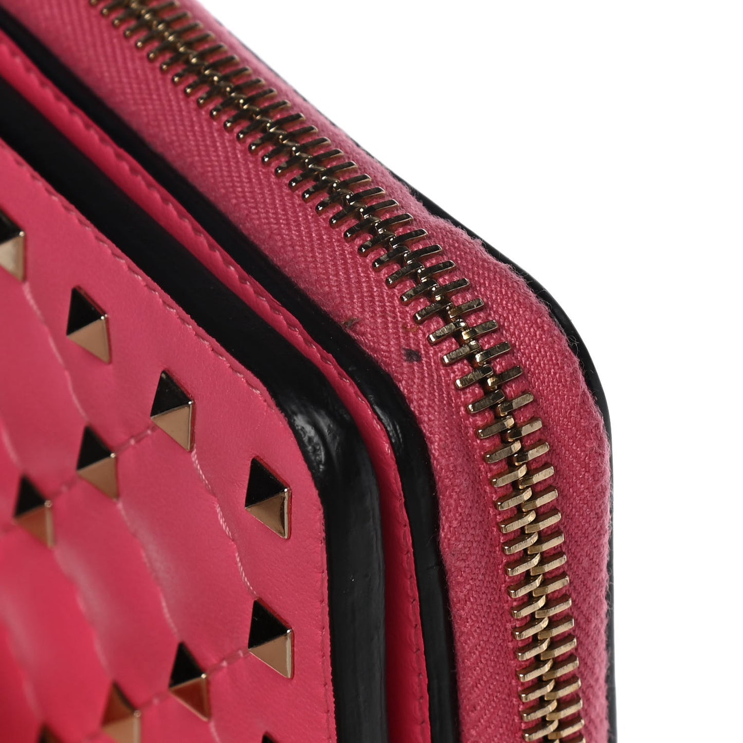 Nappa Rockstud Spike Compact Zip Around Wallet Shadow Pink