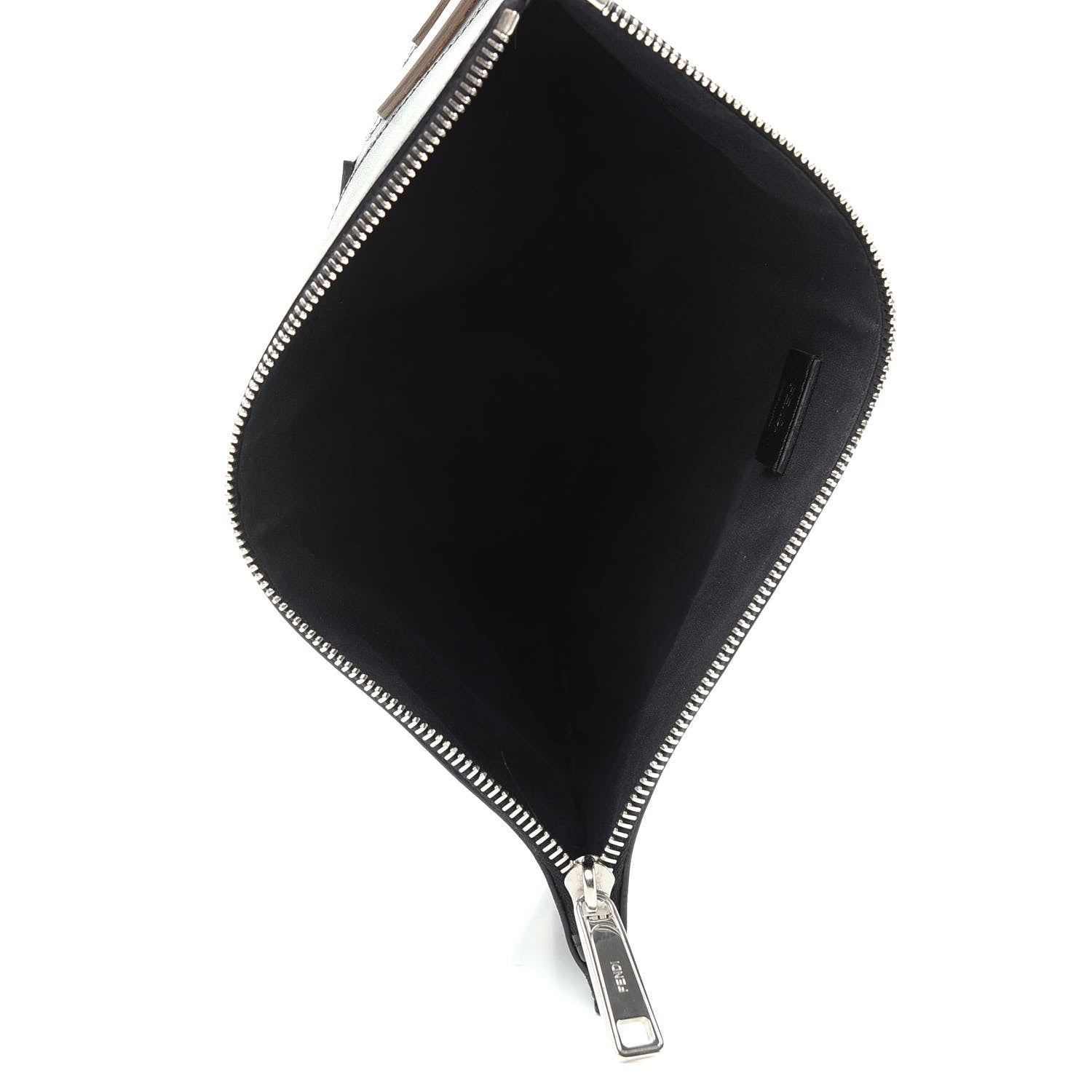 Fendi Vitello Century Shadow Logo Inlay Tri-Color Pouch Black Asfalto Multicolor 5 of 7