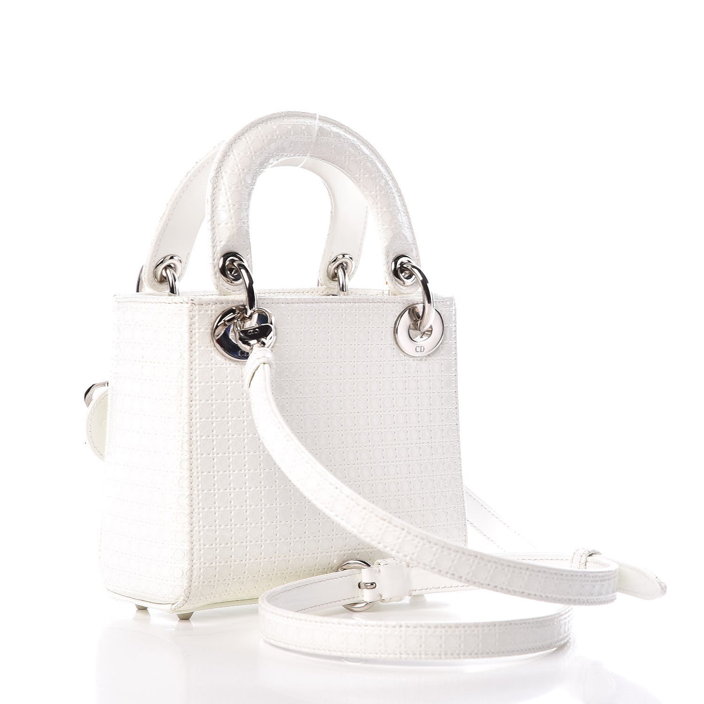 Patent Micro-Cannage Mini Lady Dior White