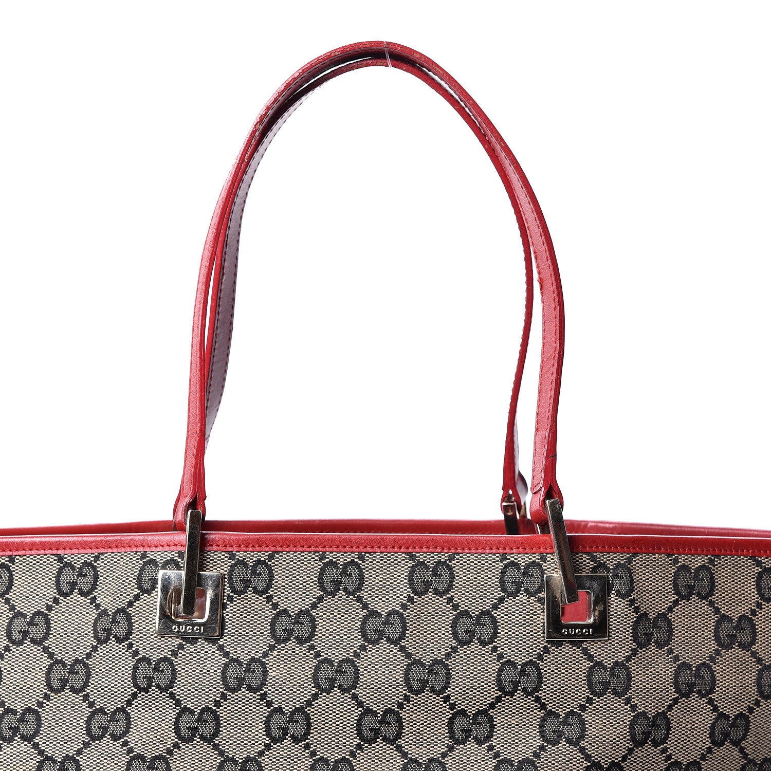 Gucci Monogram Large Bucket Tote Navy Red 7 of 9