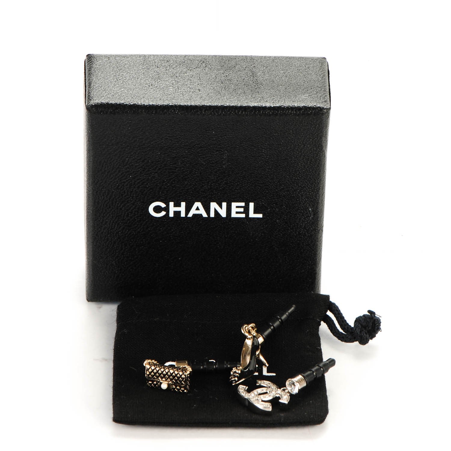 Chanel Enamel Crystal CC Phone Charms Black Gold Silver 6 of 6