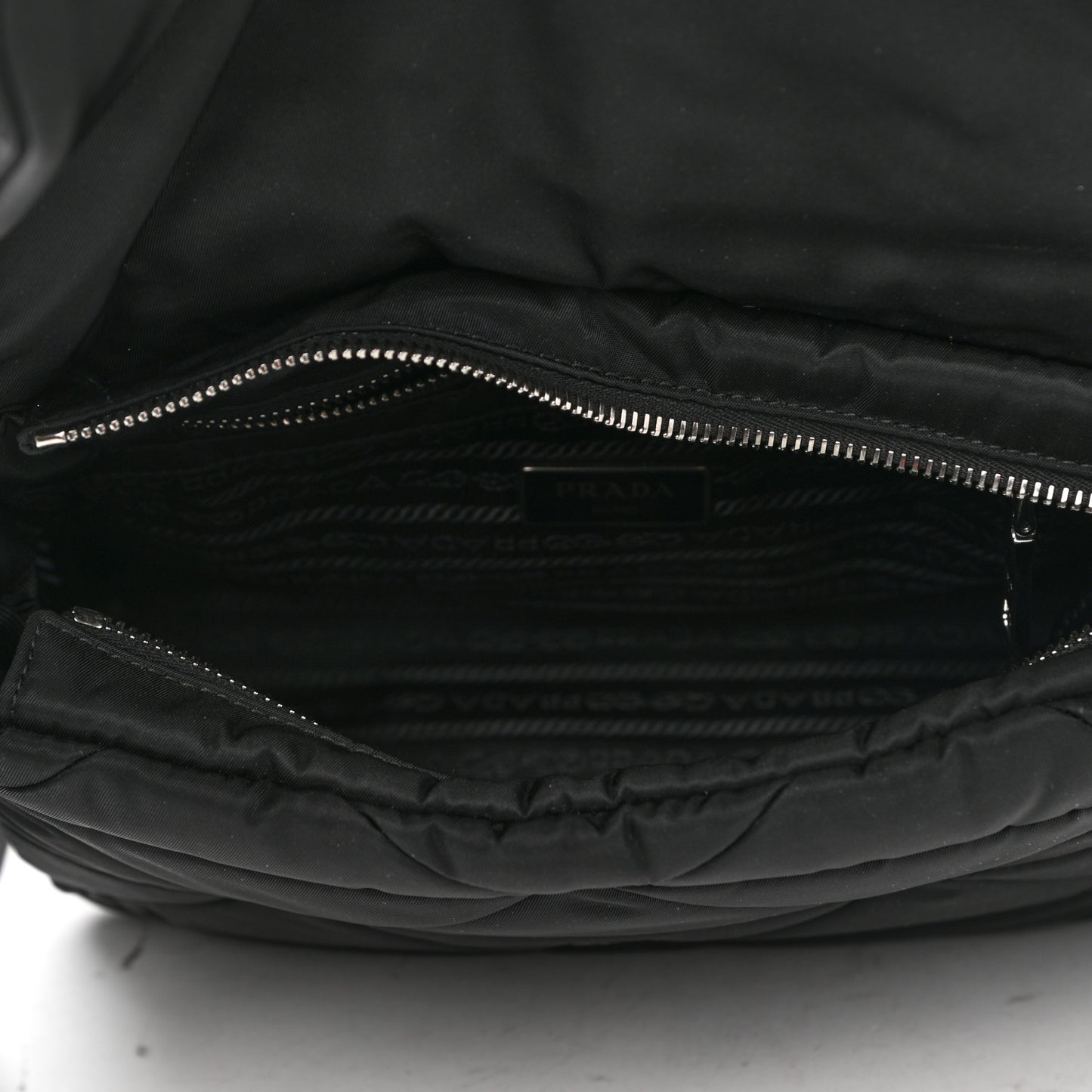 Re-Nylon Quilted Padded Flap Shoulder Bag Black