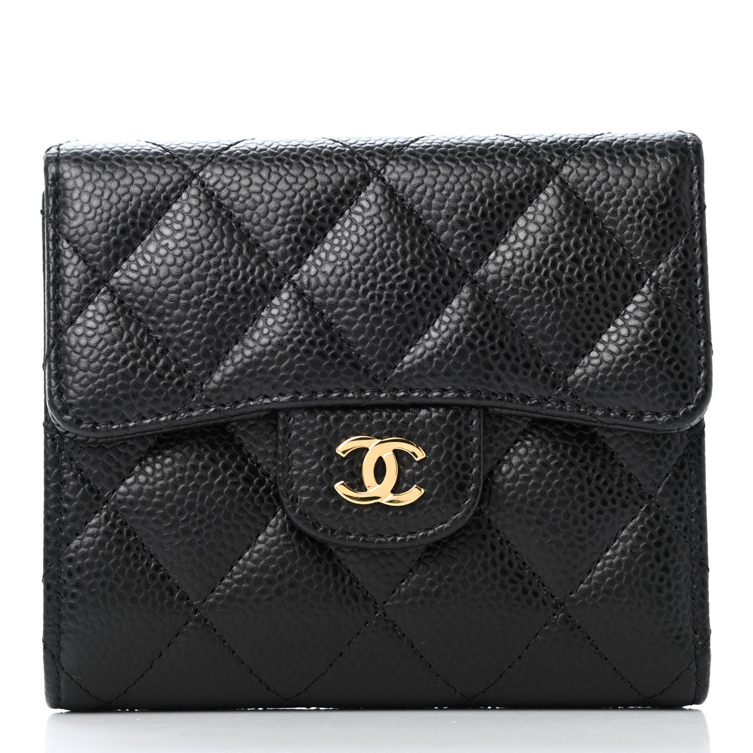 Chanel Caviar Quilted Compact Flap Wallet Black 1 of 4