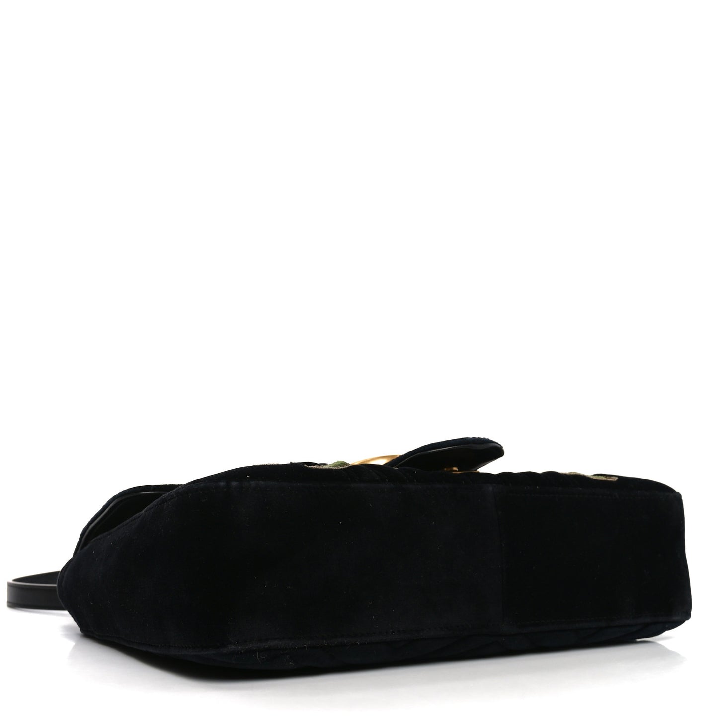 Velvet Matelasse Loved Embroidered Medium GG Marmont Shoulder Bag Black