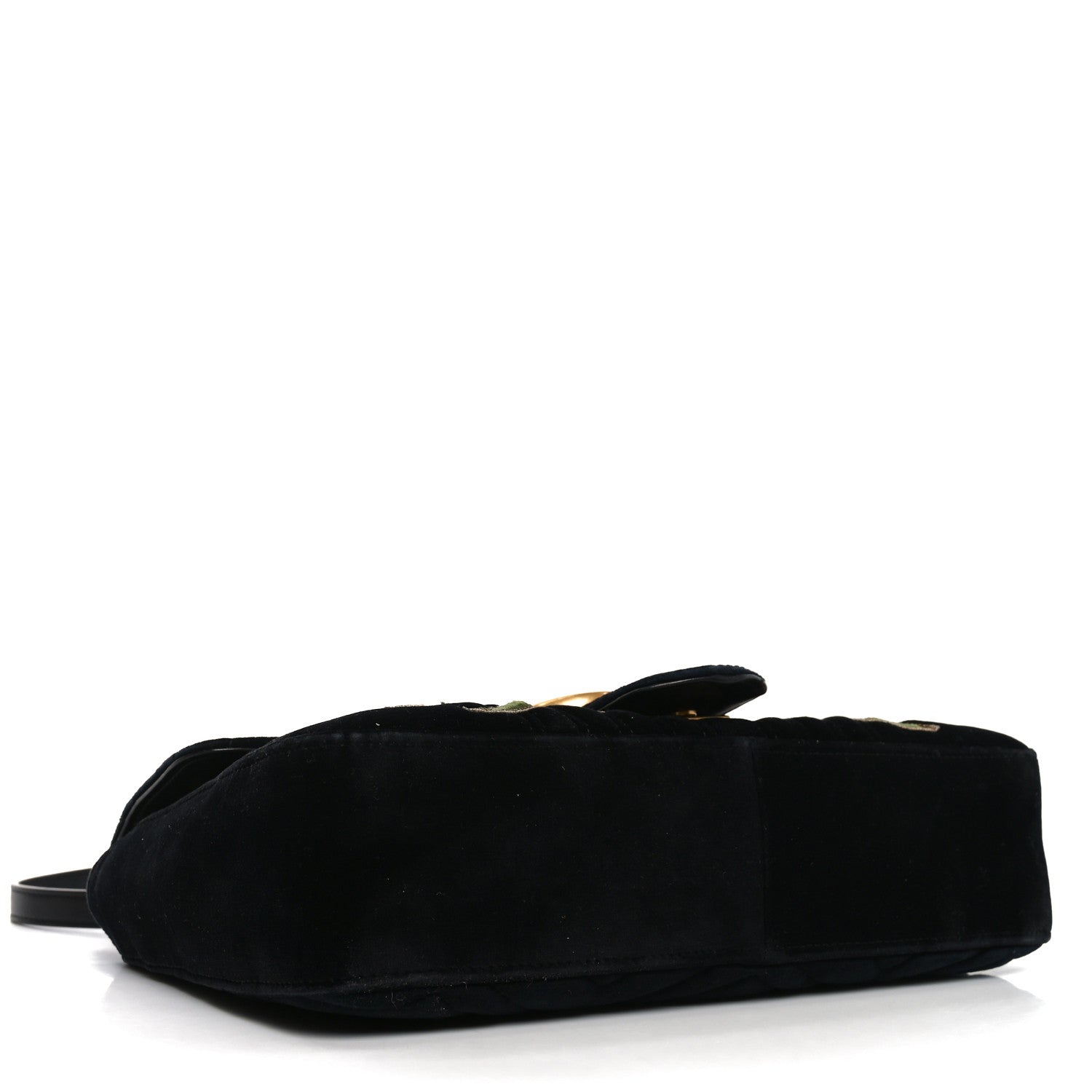 Gucci Velvet Matelasse Loved Embroidered Medium GG Marmont Shoulder Bag Black 4 of 10