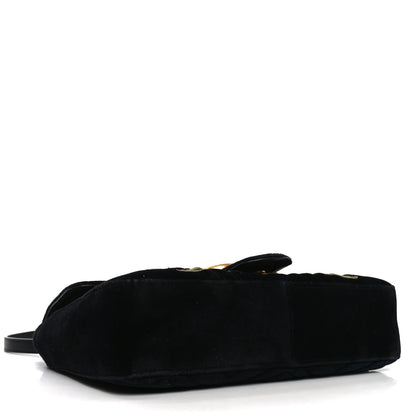 Gucci Velvet Matelasse Loved Embroidered Medium GG Marmont Shoulder Bag Black 4 of 10