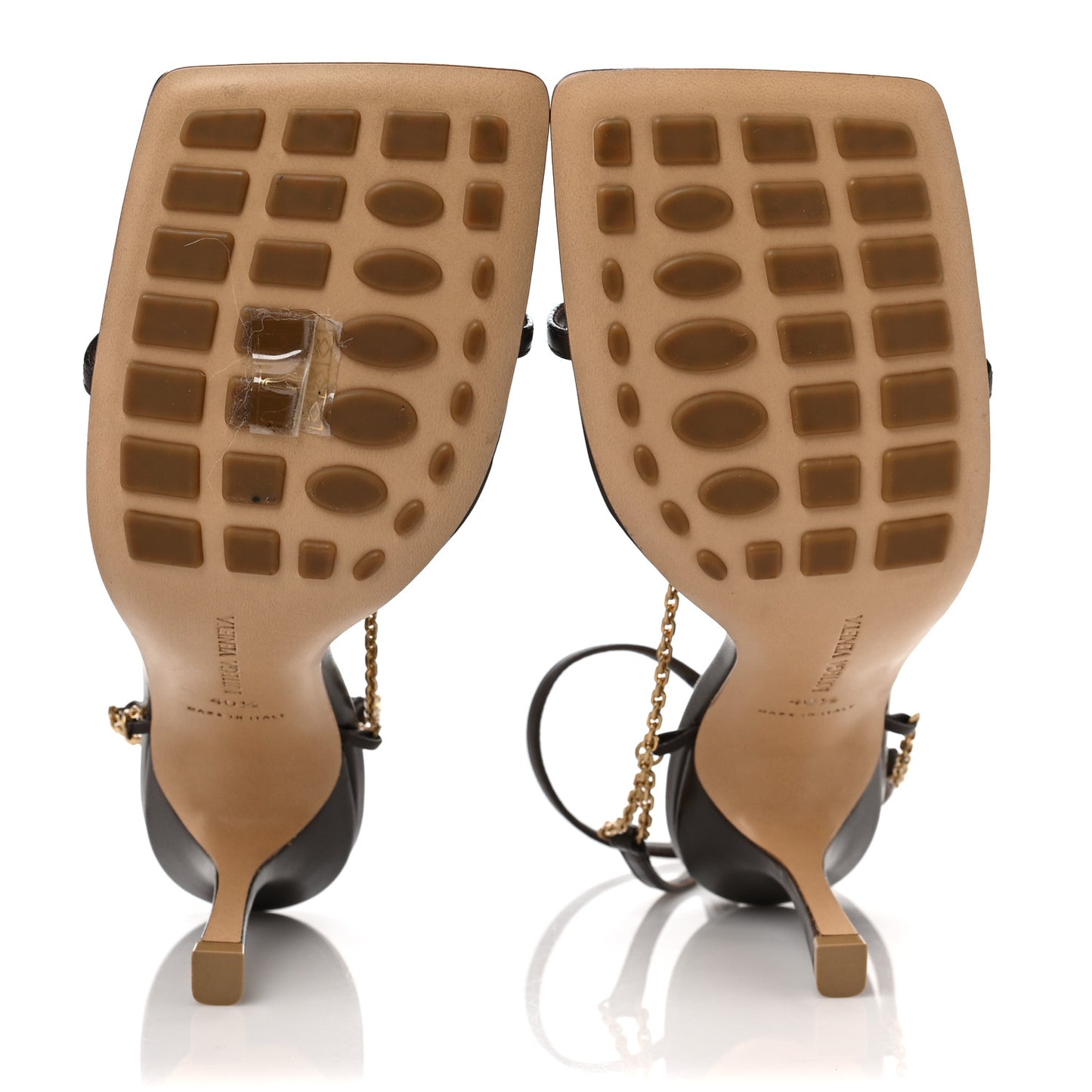 Lambskin Stretch Chain Strap 90mm Sandals 40.5 Ebony