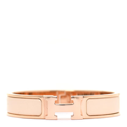 Hermes Enamel Narrow Clic Clac H Bracelet PM Beige Nacre 1 of 6