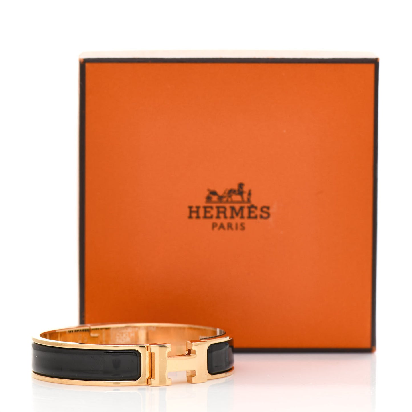 Enamel Narrow Clic Clac H Bracelet PM Black