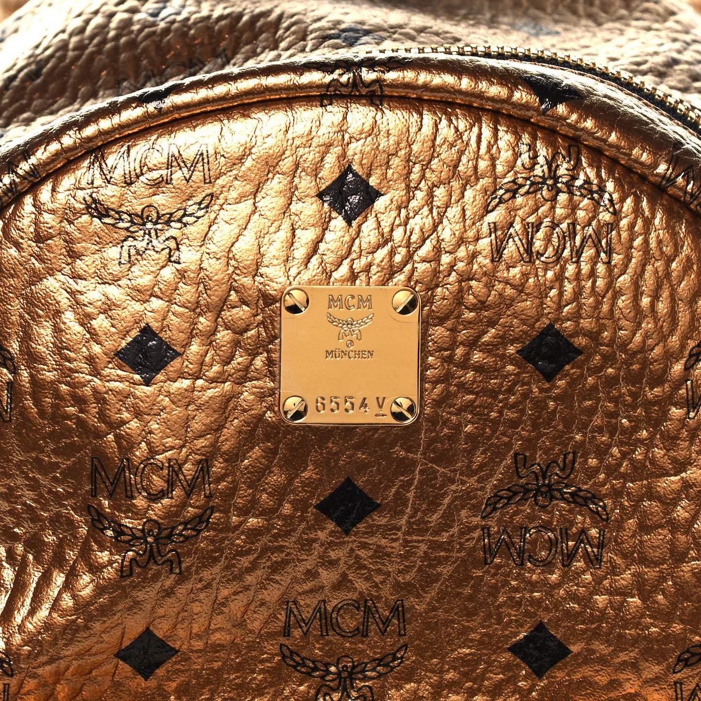 Metallic Visetos Small Stark Backpack Gold