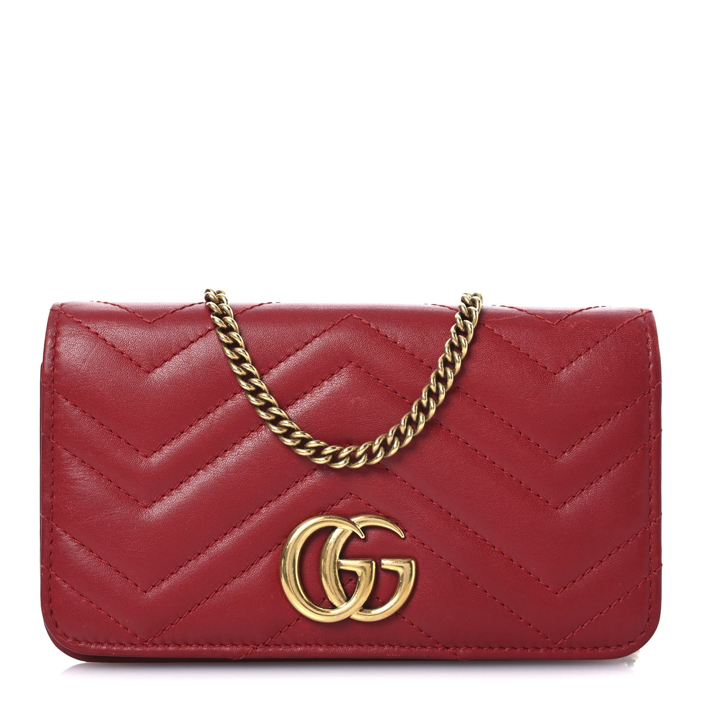 Calfskin Matelasse GG Marmont Mini Bag Hibiscus Red