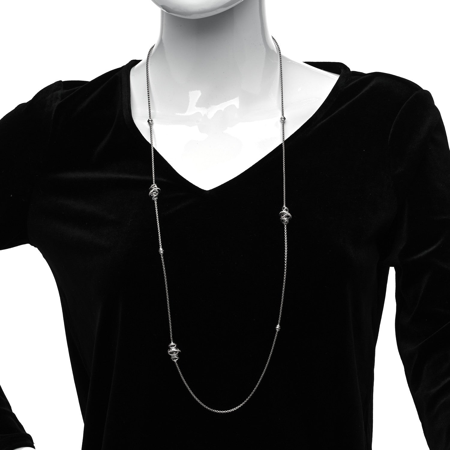 David Yurman Sterling Silver Diamond Crossover Station Necklace 2 of 4