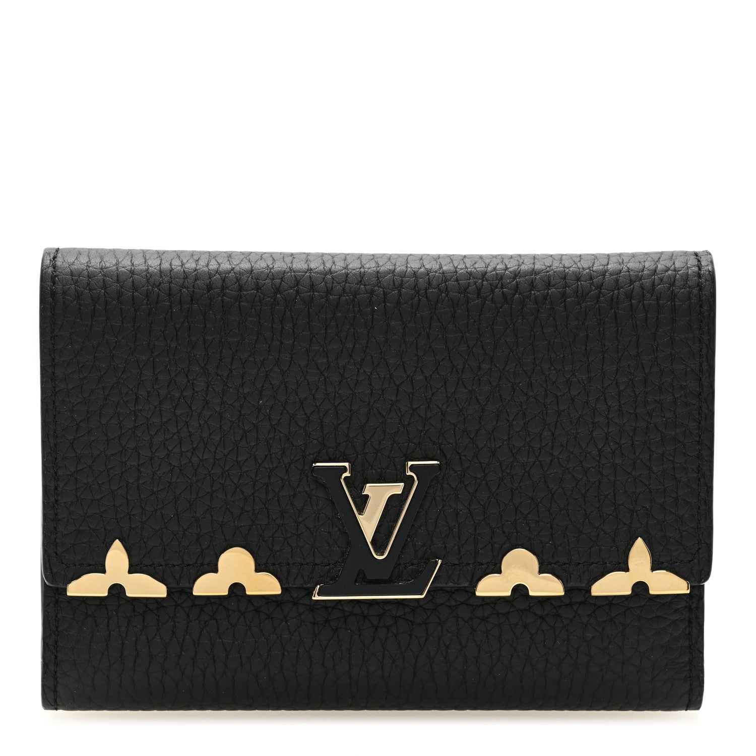 Louis Vuitton Taurillon Embellished Capucines Compact Wallet Black 1 of 6