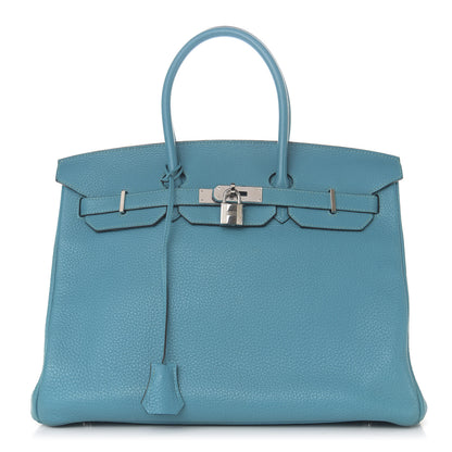 Hermes Taurillon Clemence Birkin 35 Turquoise 1 of 32