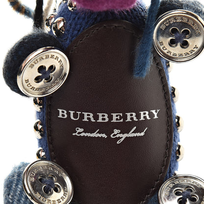 Burberry Calfskin Wool Cashmere Studded Mabel The Donkey Bag Charm Navy Multicolor 3 of 4