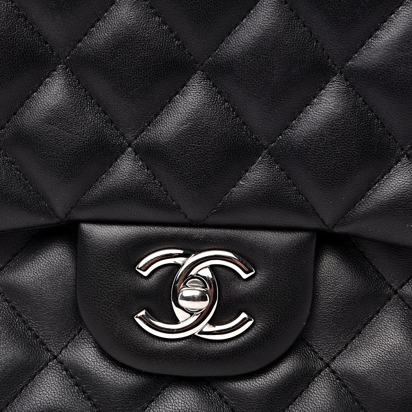Lambskin Quilted Jumbo Double Flap Black